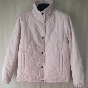 Quilted Jacket Light Pink Pastel Blush Lightweight Puffer Bomber Stand Collar S